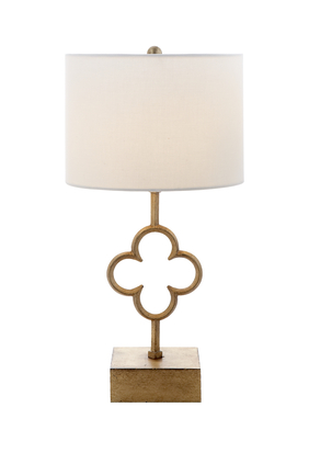 Quatrefoil Table Lamp With Linen Shade